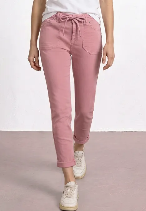 Mid Waist taps toelopende jeans in een Loose Fit Blush Pink Washed