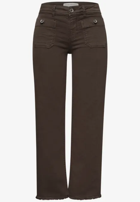 Mid Waist straight leg jeans in casual fit Brown Washed