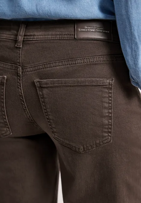 Mid Waist straight leg jeans in casual fit Brown Washed