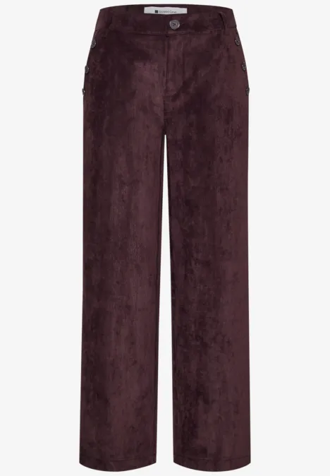 Braune Cord-Hose mit weitem Bein und hoher Taille.