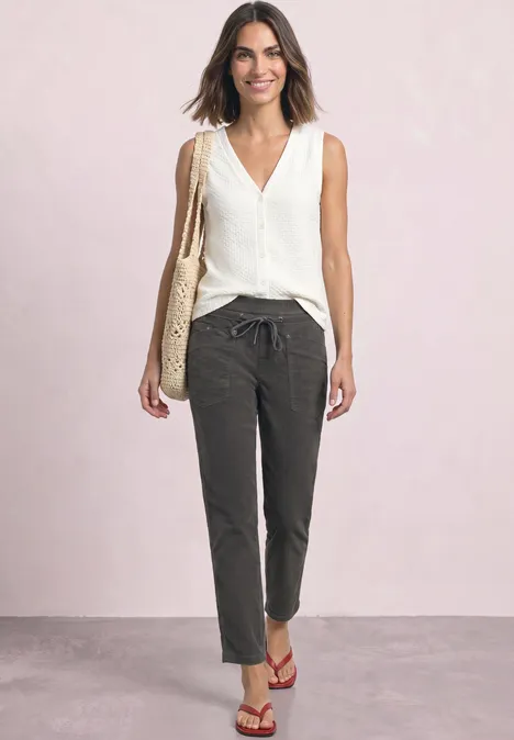 Pantalon en velours côtelé Slim Leg à coupe ample gravel grey