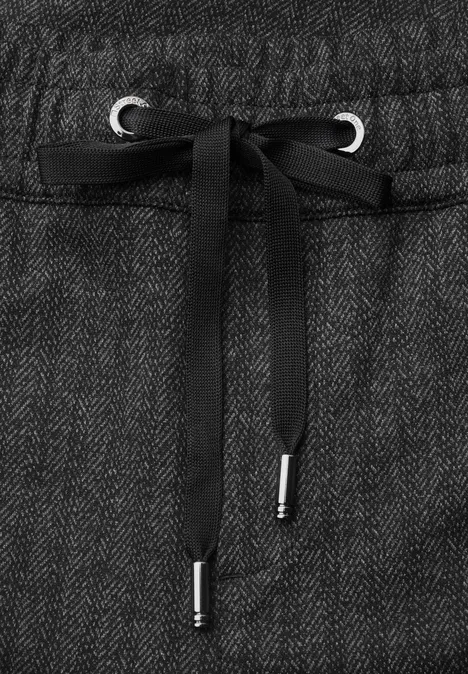 Slim Leg-broek met patroon in een Loose Fit-pasvorm Black Grijze gemêleerde tailleband met zwarte trekkoord en zilverkleurige ringen.