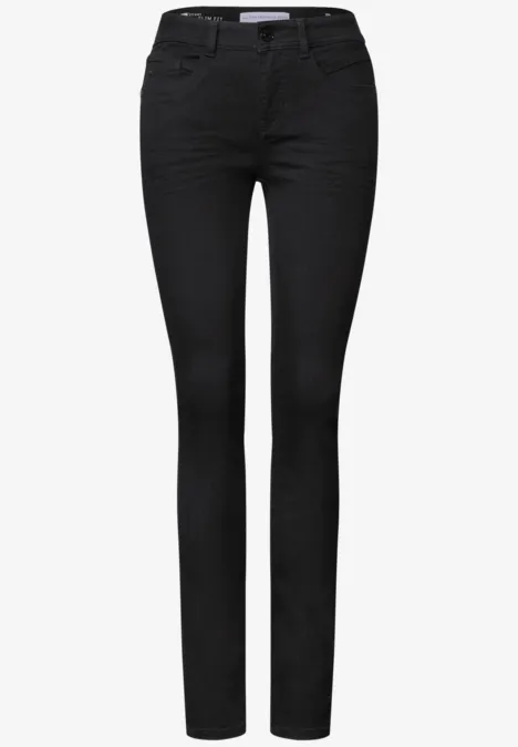 Mid Waist Slim Leg jeans im Slim Fit Black Clean Washed Schwarze Slim-Fit-Jeans mit Five-Pocket-Stil