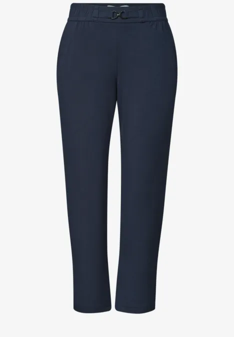 Pantalon Slim Leg à détails boucles darkest blue Marineblaue, elegante Damen-Hose mit geradem Schnitt und schmalen Beinen.