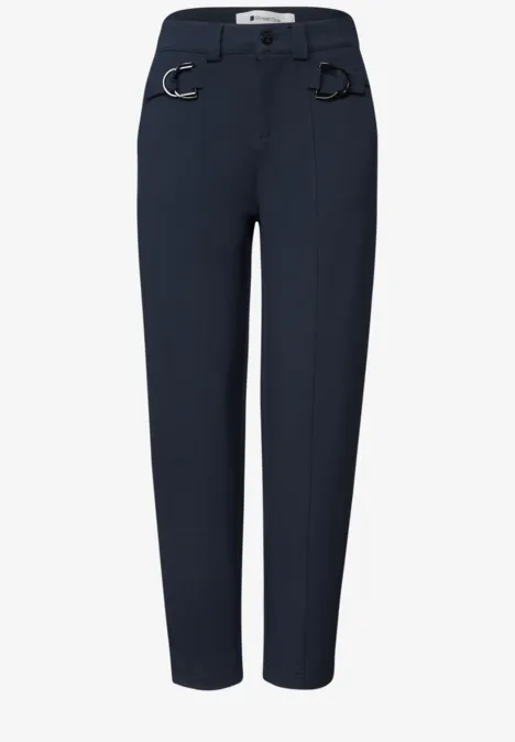 Elegante, dunkelblaue Damenhose mit geradem Schnitt und Gürtelschlaufen