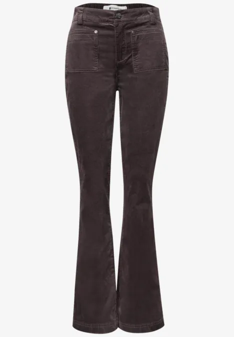 Pantalon bootcut taille haute à coupe ajustée ruby vine Dunkelbraune Cordhose mit hoher Taille und ausgestellten Beinen.