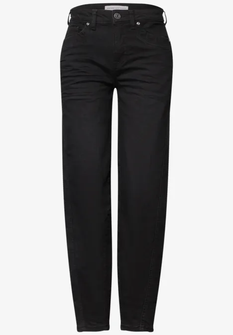 Schwarze Jeans mit hoher Taille und geradem Bein