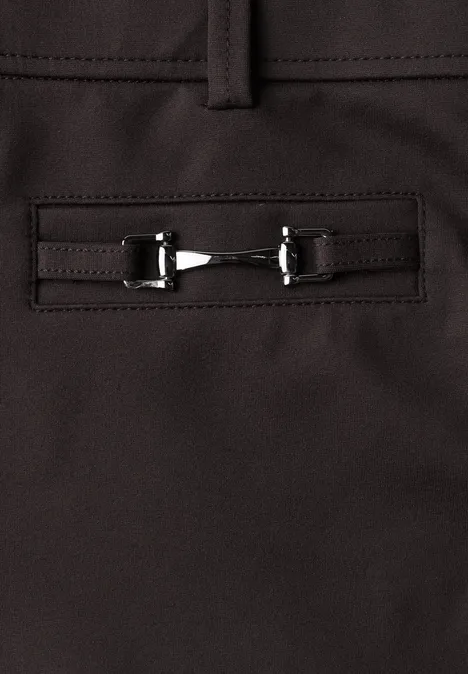 Donkerbruine broek met zilverkleurig bitdetail