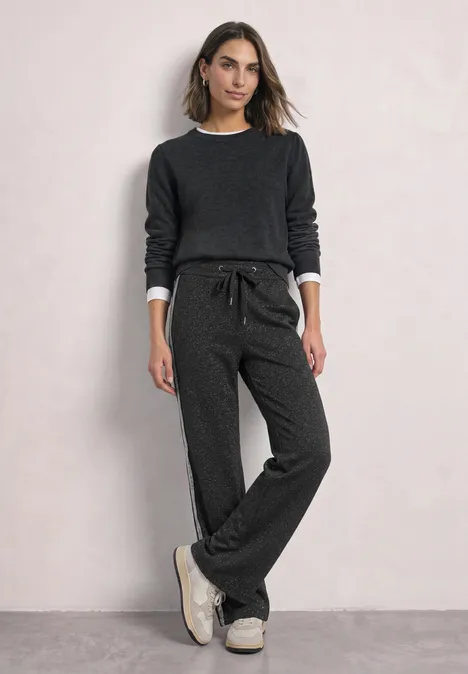 Broek met High Waist en Wide Leg pijpen in een Loose Fit pasvorm Black