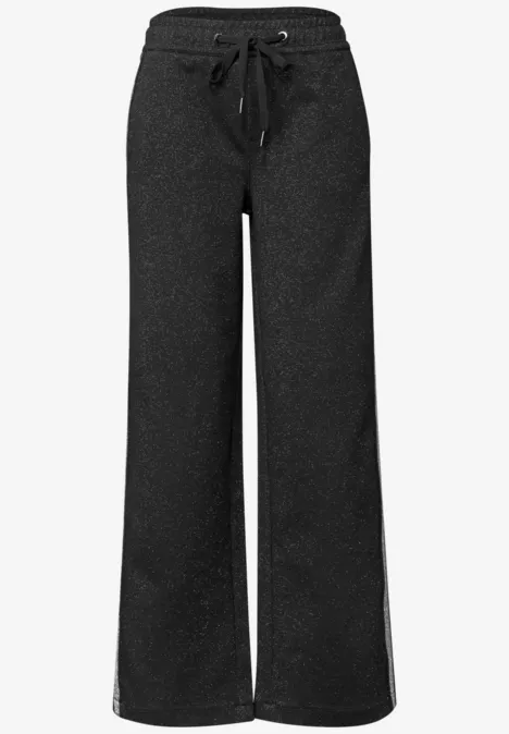 Schwarze, weite Lounge-Hose mit Kordelzugbund