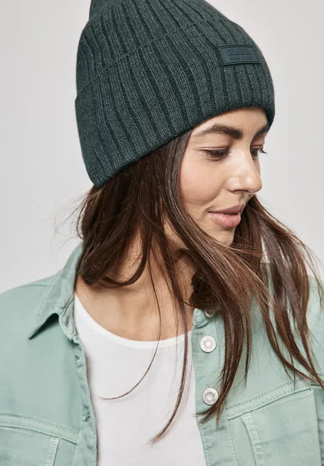 Strick-Beanie dark forest green mel.