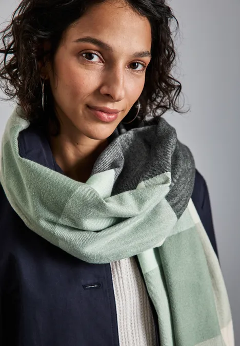 Kuscheliger Madras Schal mint green