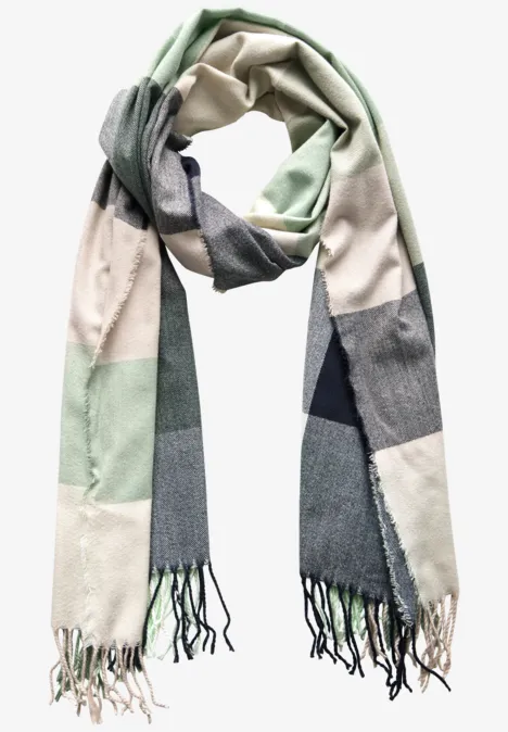 Kuscheliger Madras Schal mint green