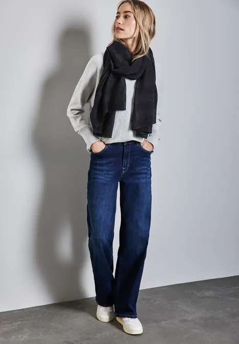 Gestreifter Plissée-Schal deep tint blue