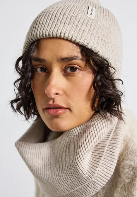 Rippstrick Beanie oak beige melange