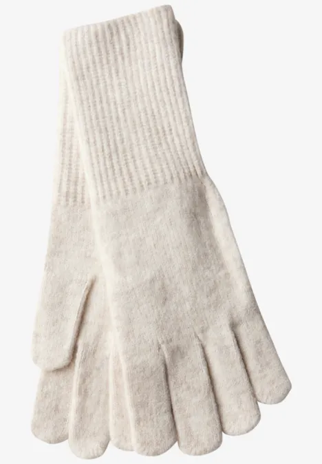 Gants en maille fine oak beige melange
