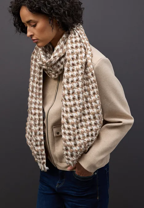 Houndstooth Strukturschal rocky brown