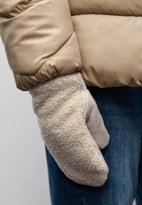 Teddy Velours Handschuhe pastel sand