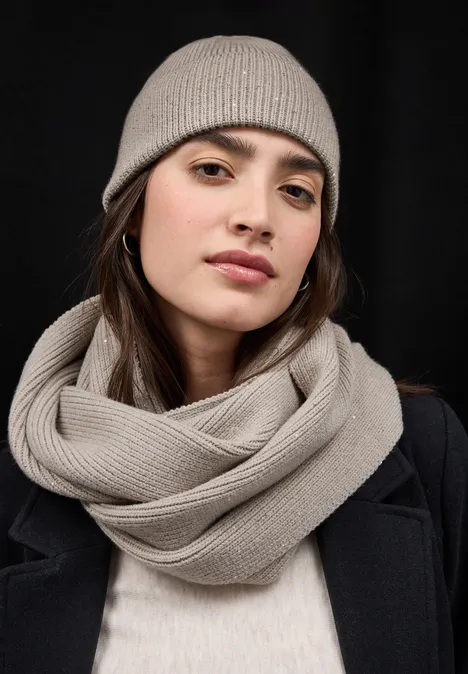 Beanie mit Pailletten Soft Sand Mel.