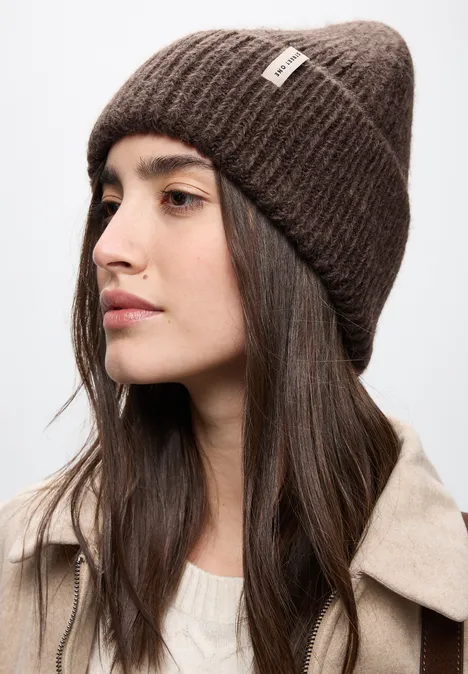 Strickmütze mit Woll-Anteil deep roast brown mel.