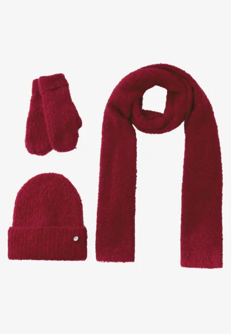 Bouclé Fäustlinge carpet red