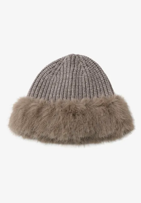 Beanie mit Fake Fur Sandy Mocca Mel.