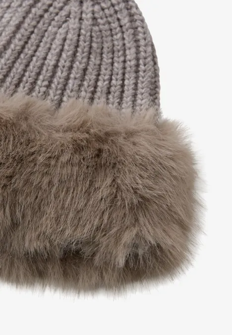 Beanie mit Fake Fur Sandy Mocca Mel.