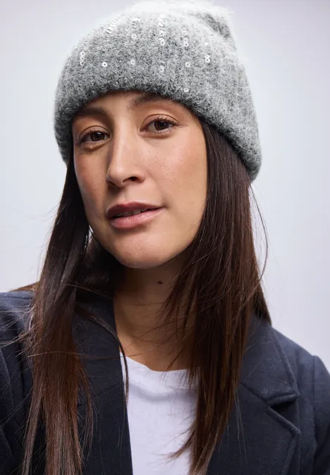 Bonnet avec paillettes anthracite melange