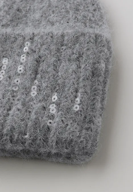 Bonnet avec paillettes anthracite melange