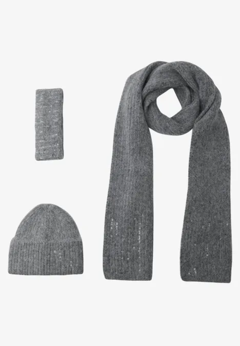 Bonnet avec paillettes anthracite melange