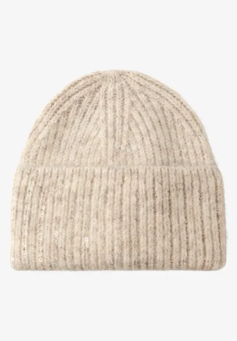 Bonnet avec paillettes pastel sand