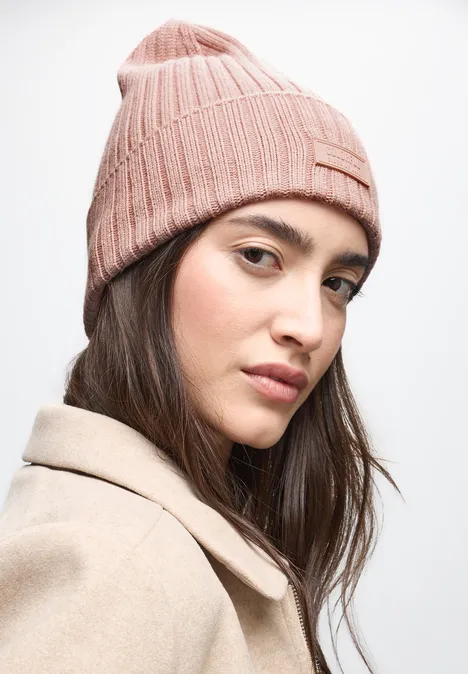 Rippstrick Beanie faded rose mel.