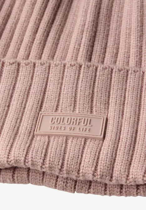 Rippstrick Beanie faded rose mel.