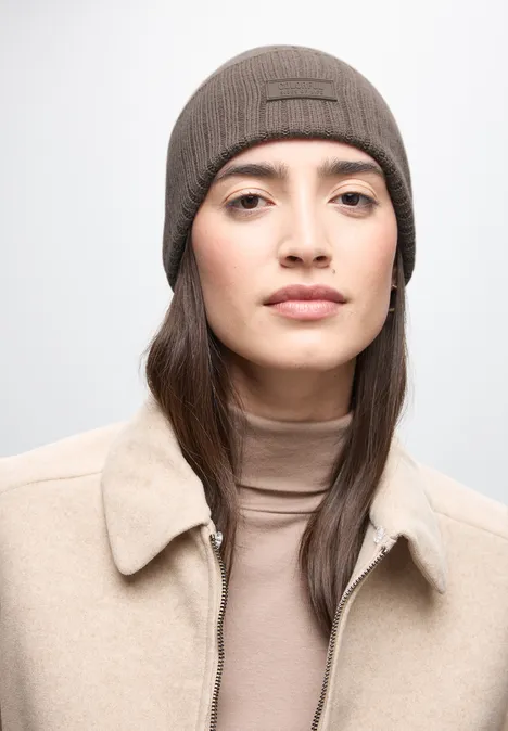 Rippstrick Beanie silk brown mel.