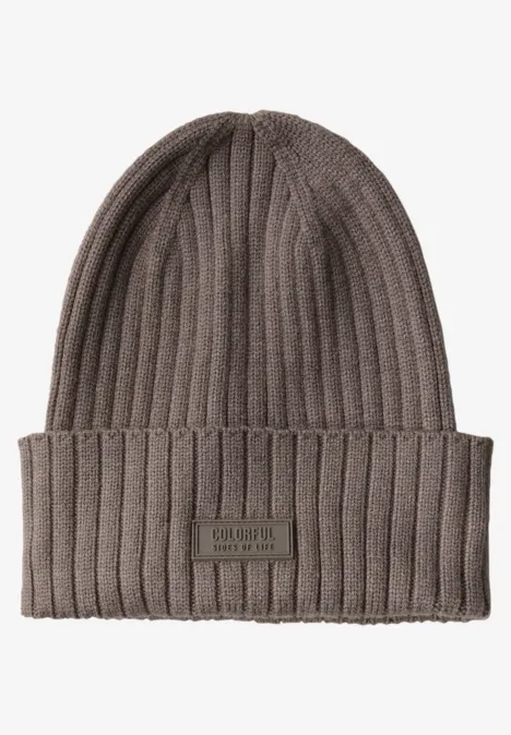 Rippstrick Beanie silk brown mel.