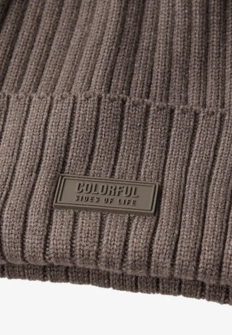 Rippstrick Beanie silk brown mel.