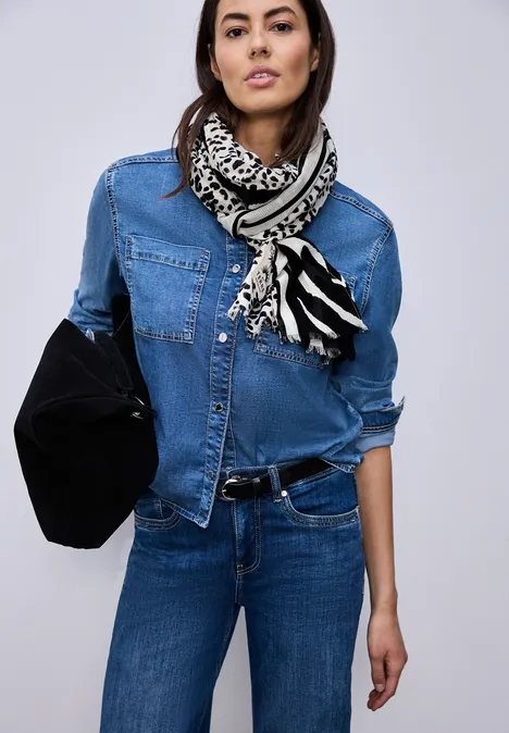 Gemusterter Schal Black