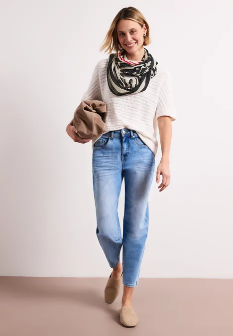 Modal lussjaal met print shadowed navy