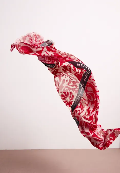 Foulard en modal avec motif floral salsa red