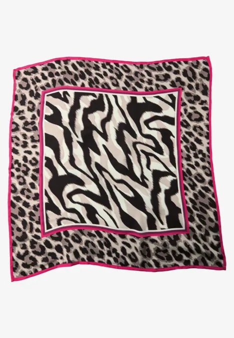 Nicki sjaal in satijnlook met dierenprint espresso brown