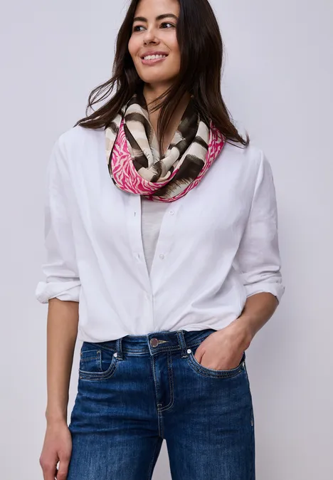 Foulard loop en modal avec mélange de motifs magenta dream