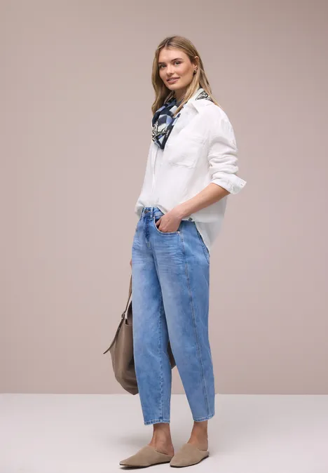 Modal lussjaal met patroonmix drift blue