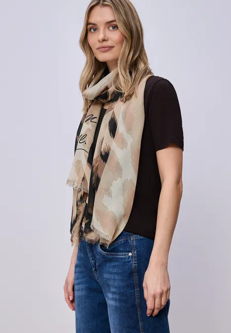 Longue écharpe à motif léopard timeless beige