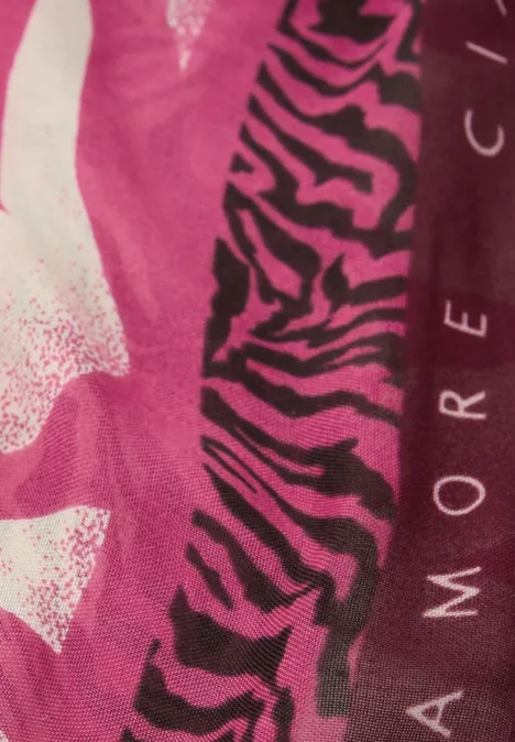 Foulard en modal avec imprimé zèbre magenta dream