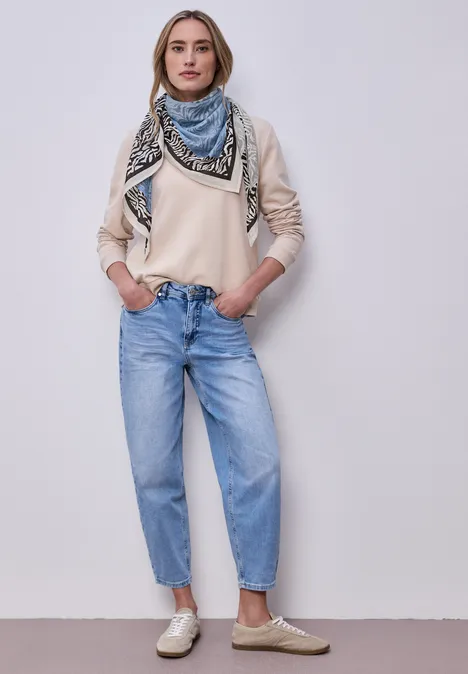 Driehoekige sjaal met grafisch patroon drift blue