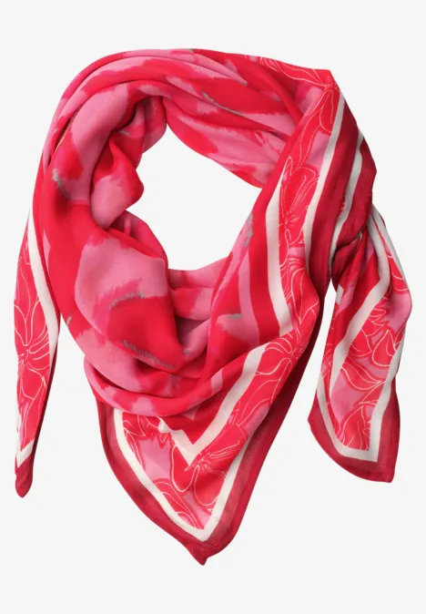 Tuch mit floralem Muster salsa red