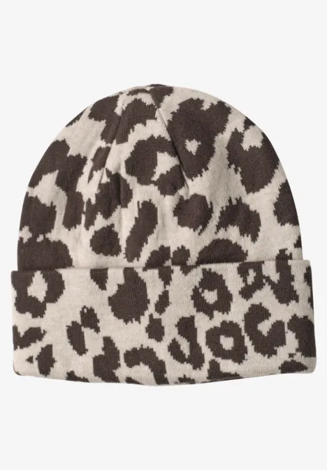 Feinstrick Beanie mit Leo-Muster auburn brown