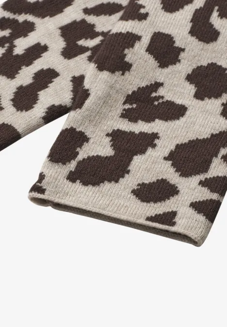Feinstrick Armwärmer mit Leo-Muster auburn brown