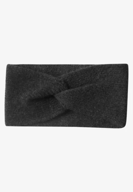 Feinstrick Stirnband in Unifarbe anthracite melange