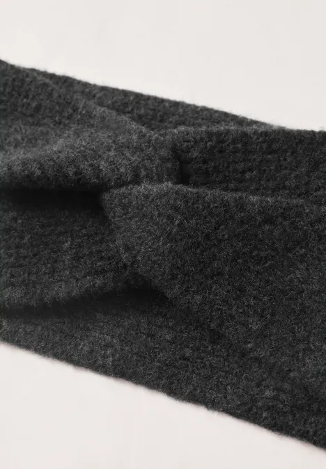 Feinstrick Stirnband in Unifarbe anthracite melange